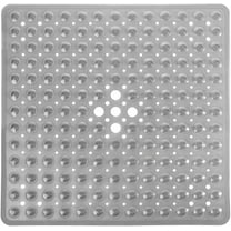 SANMADROLA Square Shower Mat 21 x 21 inch for Shower Stall Floors Bathtub Mat Non Slip Firm Grip Bathroom Mat with Over 160 Strong Suction Cups Clear Gray