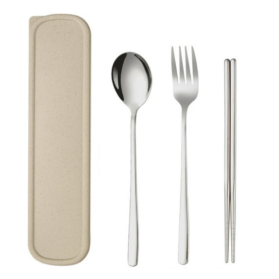 Do Buy 3 Piece Portable Flatware Set, Chopsticks, Fork and Spoon with Travel Case - Natural quality