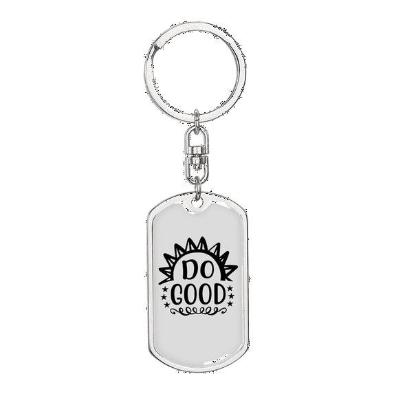 Do Good Sun Rays Stainless Steel or 18k Gold Premium Swivel Dog Tag Keychain