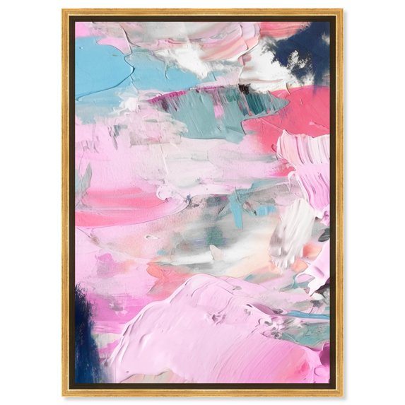 Do It All In Color Retro Modern Abstract Canvas Wall Art by Art Remedy, Gold Floater Frame, 20"x30"