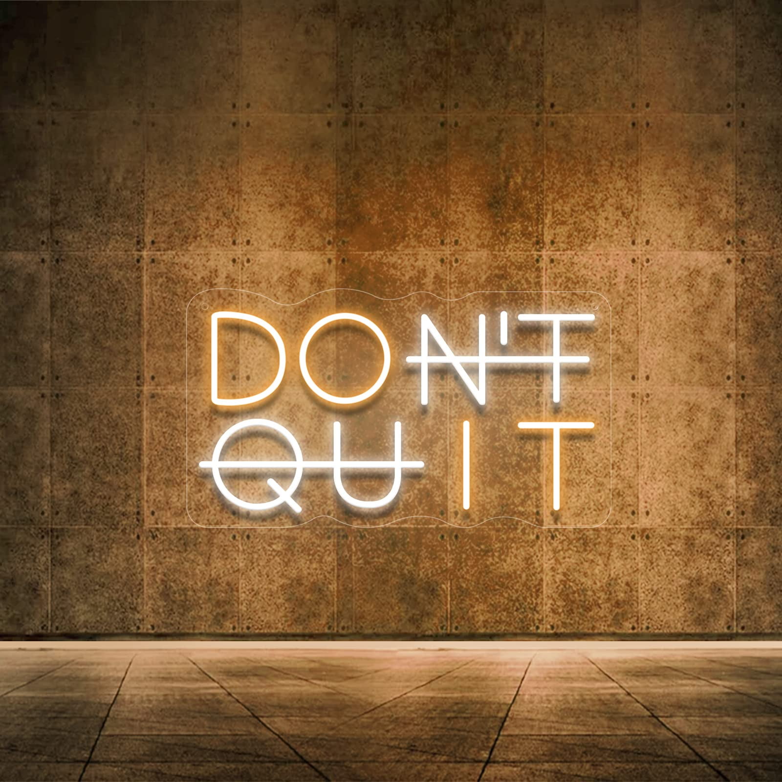 Don't Quit White LED Neon Wall Sign with Acrylic Backboard