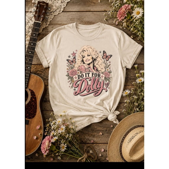 Do It For Dolly Portrait Butterflies Floral Country Graphic T-Shirt