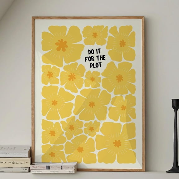 Do It For The Plot Retro Floral Print Trendy Wall Art Home Decor Office Wall Art