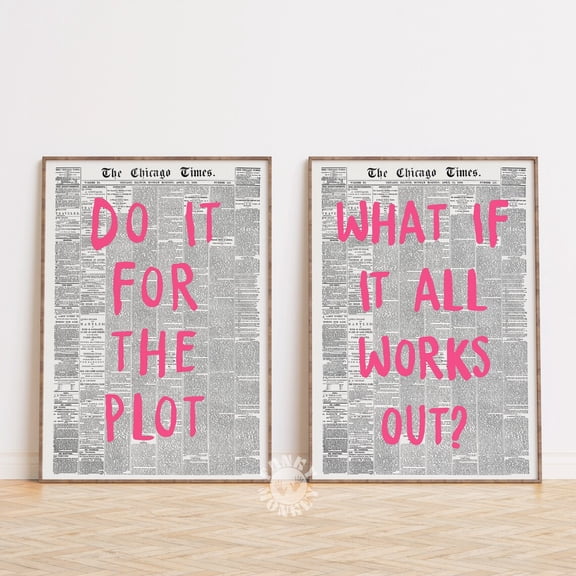 Do It For The Plot Trendy Wall Art What If It All Works Out Newspaper Poster, Set 2, Poster Only