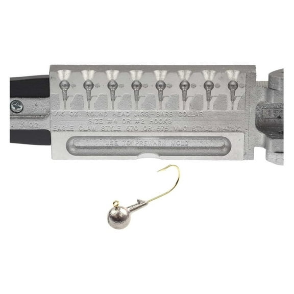 Do-It Molds Round Head Jig Mold - 8 Cavity 1/16oz - Tapered Barb Collar - Fishing Lure Making Supplies - (3102) RHB-8-16 Grey