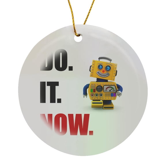 3drose, Do. It. Now. Happy Robot., Circle Porcelain Ornament