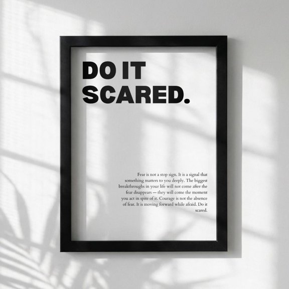 Do It Scared Inspirational Minimalist Courage And Momentum Wall Art Motivational Office Modern Home Decor White Unframed Paper Print