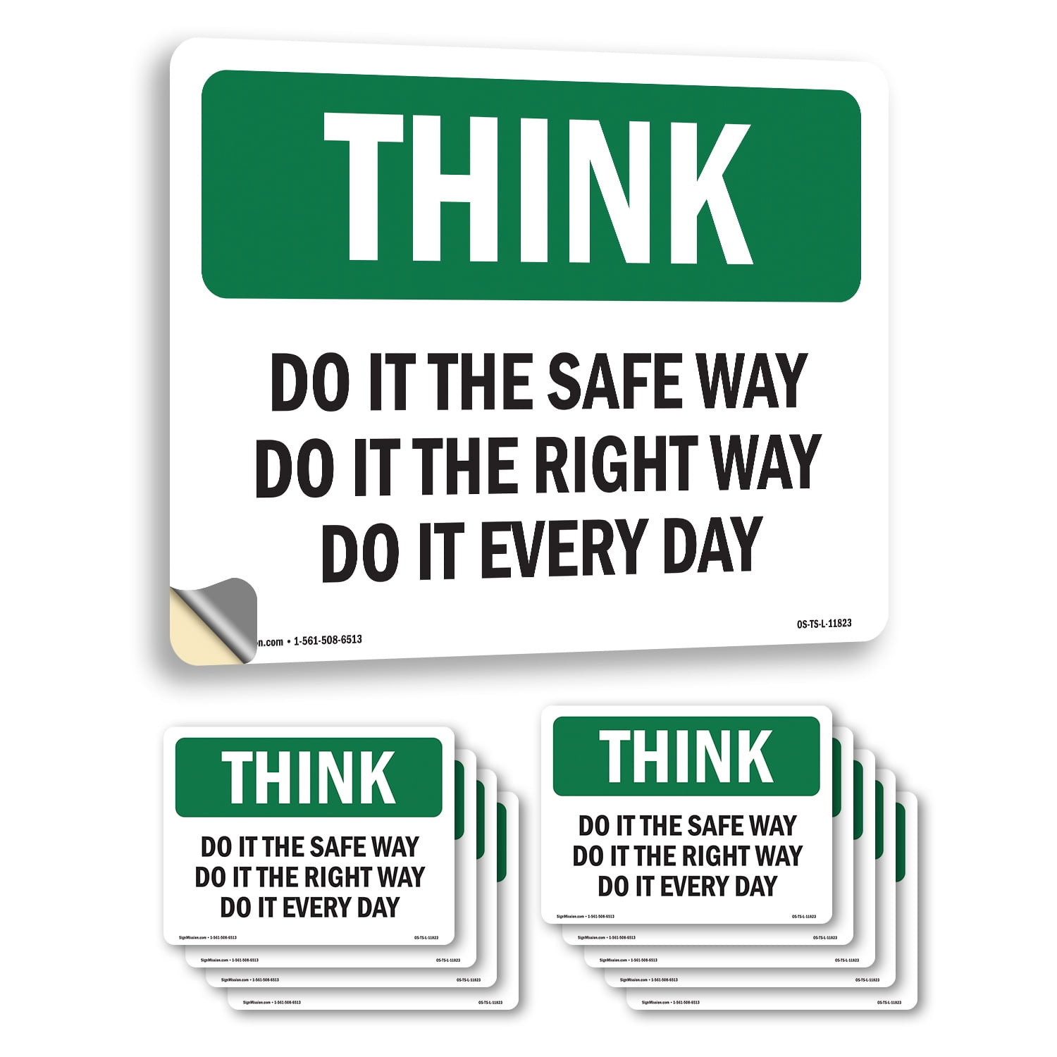 Do It The Safe Way The Right Way Every Day OSHA Think Vinyl Decal Label ...