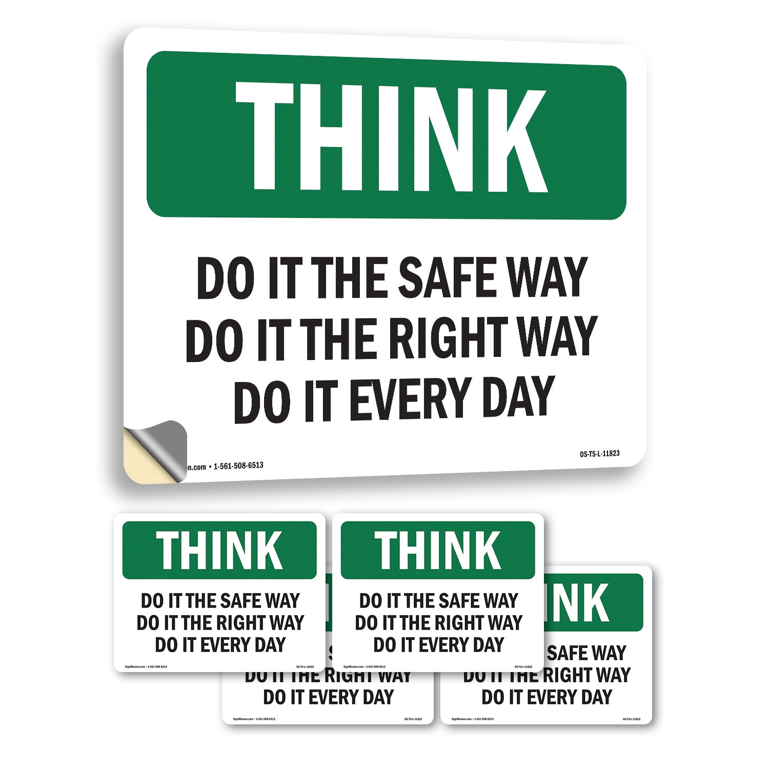 Do It The Safe Way The Right Way Every Day OSHA Think Vinyl Decal Label ...