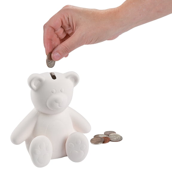 Do It Yourself Ceramic Teddy Bear Bank-1 Dz - Craft Kits - 12 Pieces