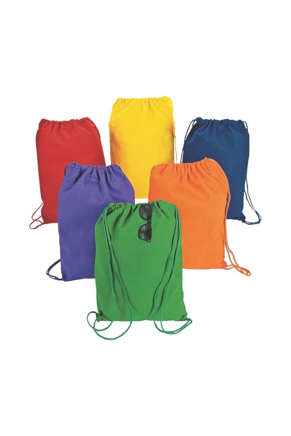 Do It Yourself Color Canvas Backpacks - Party Favors - 12 Pieces