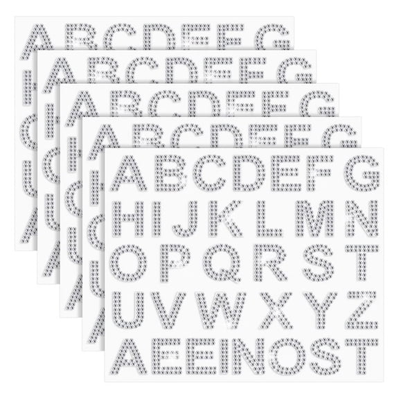 Do-It-Yourself Crafts Rhinestone Letter Stickers - 170 Pcs, 5 Sheets, Silver Alphabet Letters