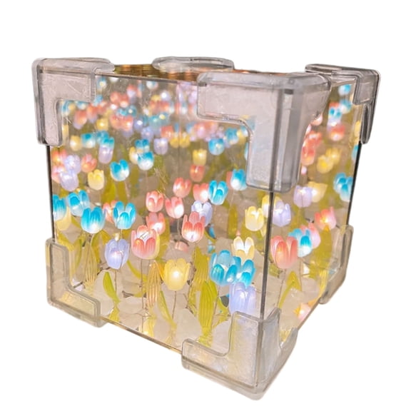 Do It Yourself Flower Cube Night Light Set Customizable Lamp for Artistic Minds&Crafting Enthusiasts Embraces Creativity
