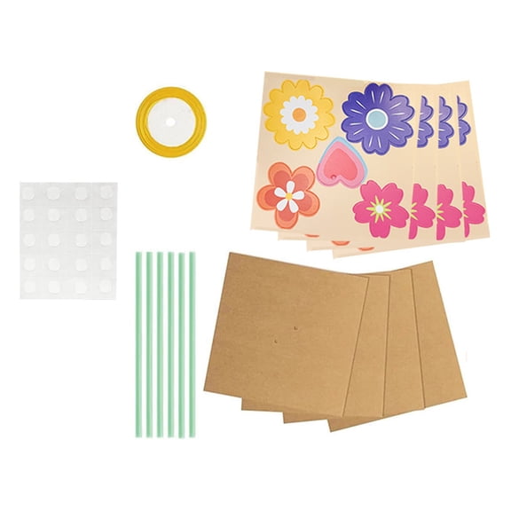 Do It Yourself Flower Greeting Cards Craft Set With Assorted Materials For Holiday Gift Making Activity All Ages