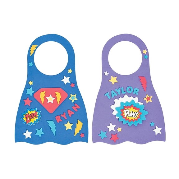 Do It Yourself Foam Superhero Door Knob Hanger Kit - Craft Kits - 24 Pieces