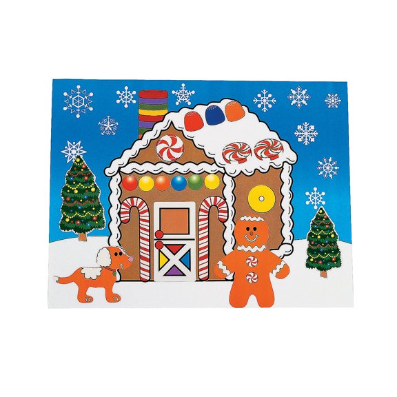 Do It Yourself Gingerbread House Sticker Scene - Stationery - 12 Pieces