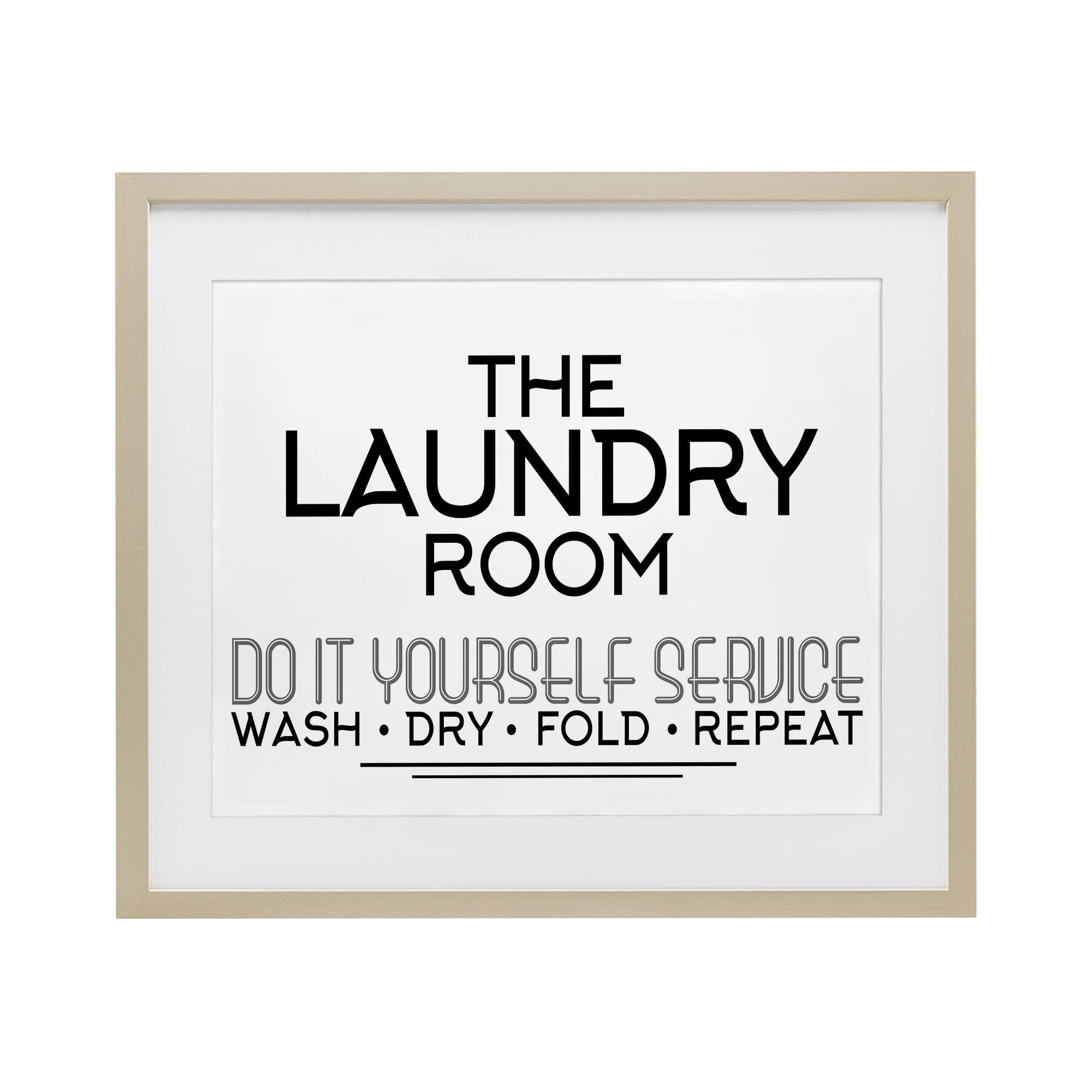 Do It Yourself Laundry Minimal Birch Framed Print Under Glass, design by Kim Allen