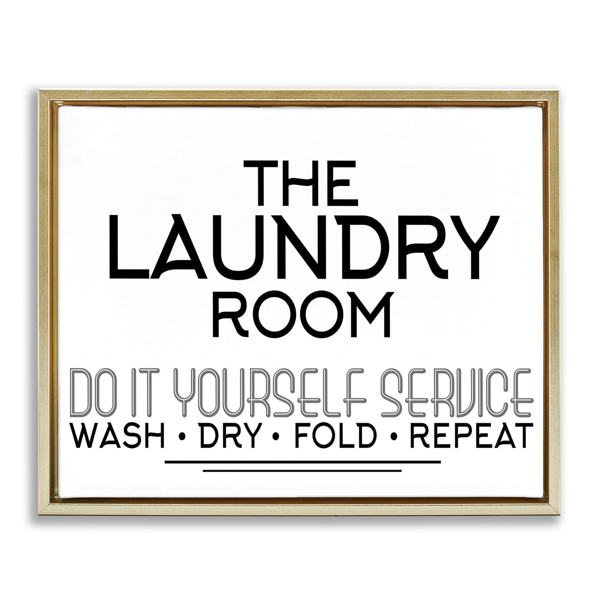Do It Yourself Laundry Minimal Gold Framed Floater Canvas Wall Art, design by Kim Allen