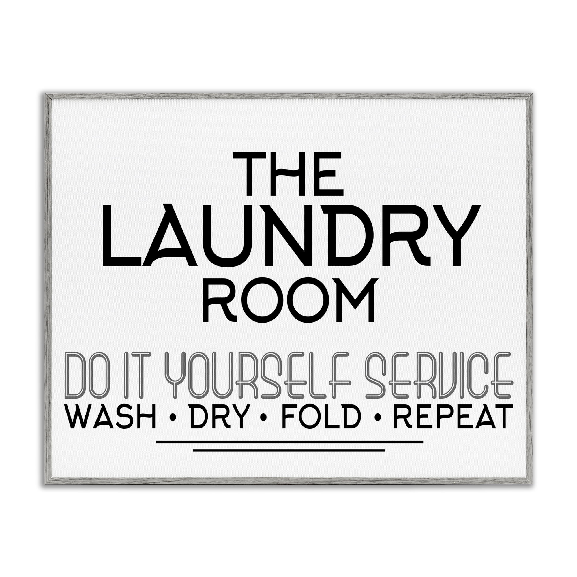 Do It Yourself Laundry Minimal Gray Framed Giclee Art, design by Kim Allen