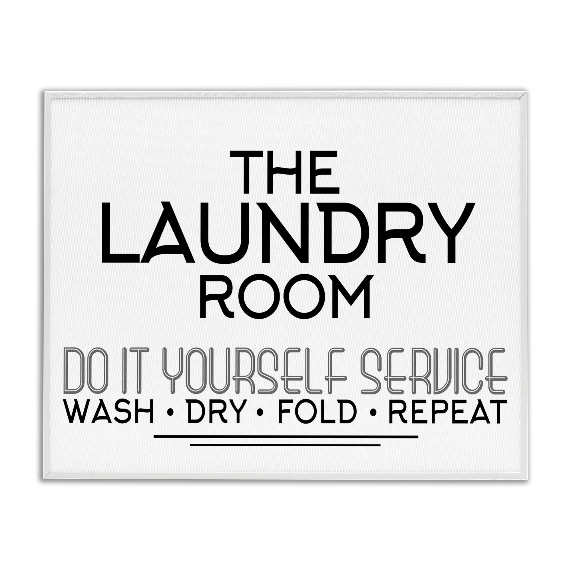 Do It Yourself Laundry Minimal White Framed Giclee Art, design by Kim Allen