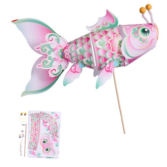 Do It Yourself Middle Autumn Festival Lamp Fish Shaped Light Craft Set Feature Safe PP For Family Art Activity