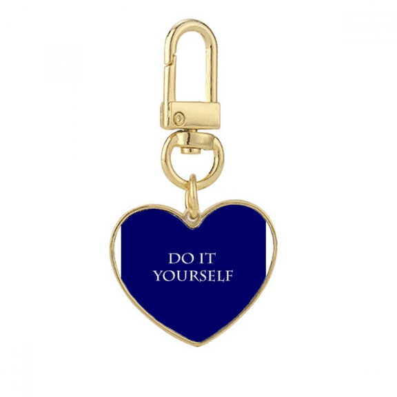 Do It Yourself Self-reliance Gold Heart Keychain Metal Keyring Holder