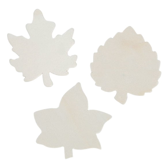 Do It Yourself Unfinished Wood Leaf Shapes - Craft Kits - 12 Pieces