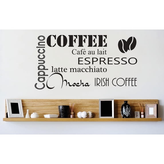 Do It Yourself Wall Decal Sticker Coffee Cappuccino Espresso Mocha Latte Kitchen Stylish Decor Mural 12x12"