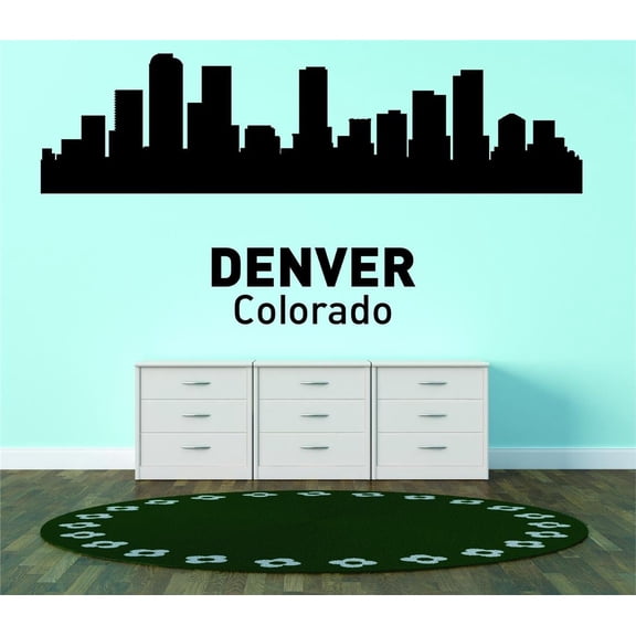 Do It Yourself Wall Decal Sticker Denver Colorado United States Major City Geographical Map Landmark 30x64