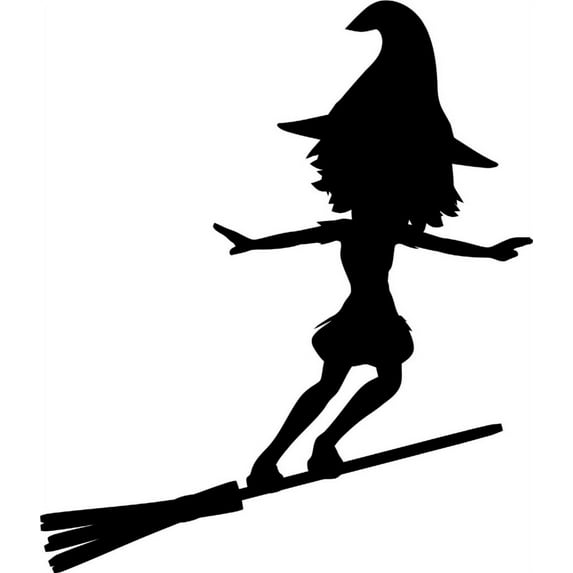Do It Yourself Wall Decal Sticker Flying Witch On Broom Kids Girls Bedroom 16 X20"