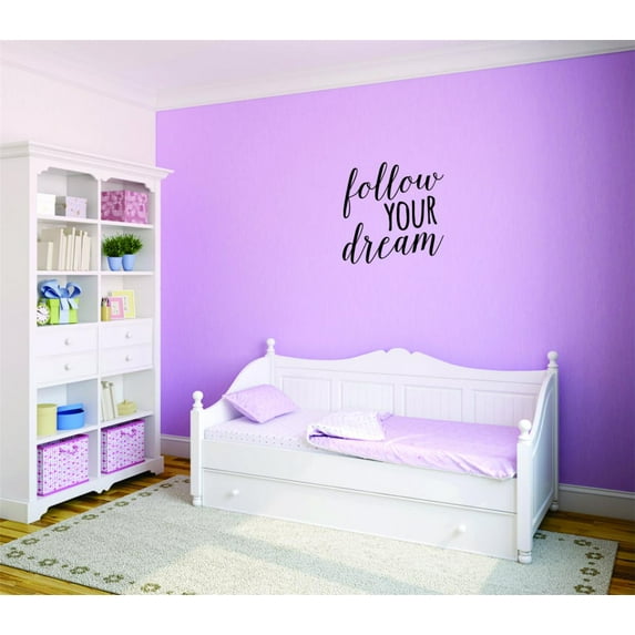 Do It Yourself Wall Decal Sticker Follow Your Dream Text Lettering Inspirational Life Quote Home Decor 20x40"