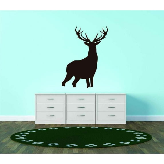 Do It Yourself Wall Decal Sticker Forest Animal Silhouette Deer Buck Antler Bedroom Decoration Kids Boy Girl Teen Dorm Room 20x25