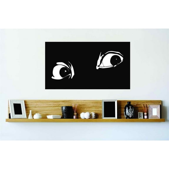 Do It Yourself Wall Decal Sticker Glaring Evil Eyes Silhouette Halloween Party Decoration Kids Boy Girl Teen Dorm Room Children 30x20