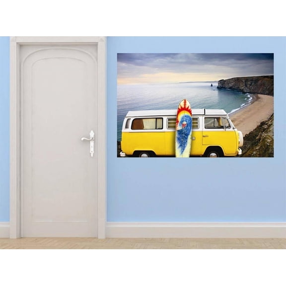 Do It Yourself Wall Decal Sticker Hippie Surf Van Bedroom Bathroom Living Room Mural 20x30"