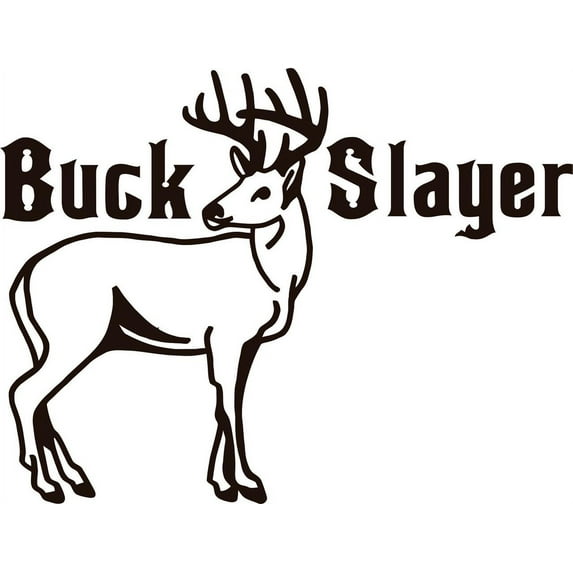 Do It Yourself Wall Decal Sticker Hunting Buck Slayer Letters With Deer / Buck Image Animal Hunting Hunter Man Gun 16x32"