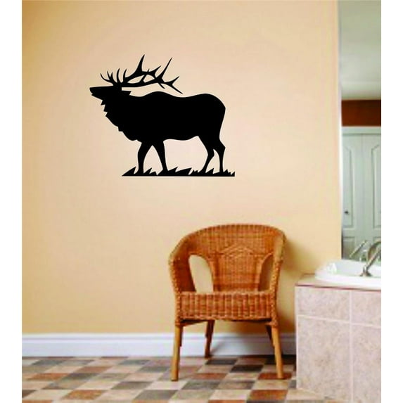 Do It Yourself Wall Decal Sticker Living Room Art Deer Buck Moose Image Animal Hunting Hunter Man Gun Boys Kids Bed Room 16x32"