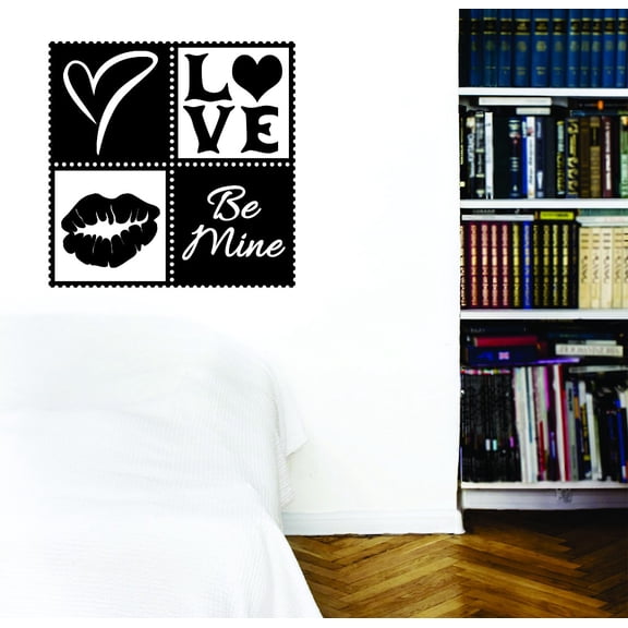 Do It Yourself Wall Decal Sticker Love Be Mine Heart Lips Kiss Design 20x20"