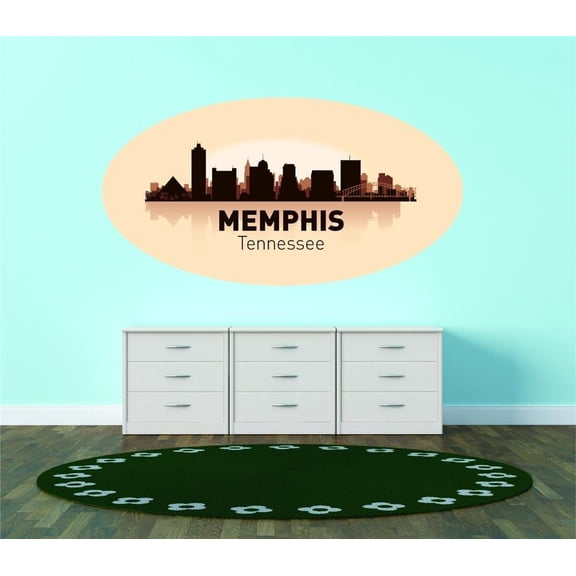 Do It Yourself Wall Decal Sticker Memphis Tennessee United States Major City Geographical Map Landmark 12x20