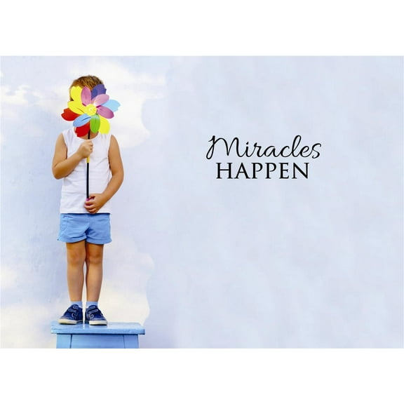 Do It Yourself Wall Decal Sticker Miracles Happen Inspirational Life Quote Self Esteem Home Decor 16x40"