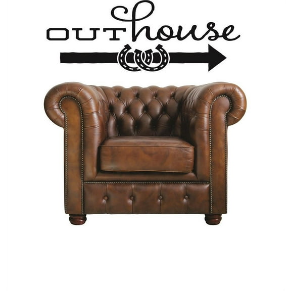 Do It Yourself Wall Decal Sticker Outhouse Vintage Sign Western Cowboy Cowgirl Horseshoe Living Room Bathroom Bedroom 14x28"