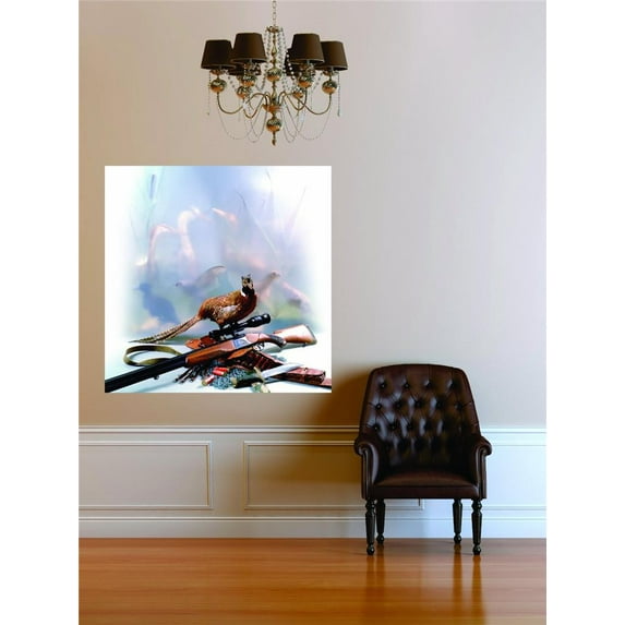 Do It Yourself Wall Decal Sticker Pheasant With A Gun Hunting Pheasant 16x16"