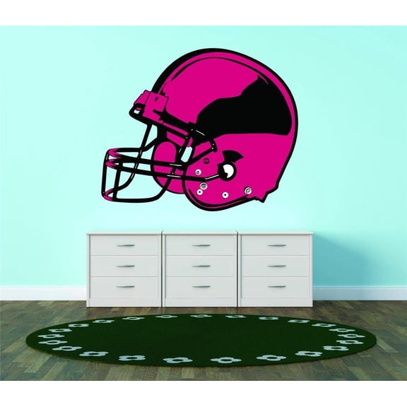 Do It Yourself Wall Decal Sticker Pink Helmet American Football Men Sports Decor 40x40