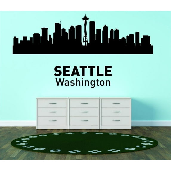 Do It Yourself Wall Decal Sticker Seattle Washington United States Major City Geographical Map Landmark 20x42