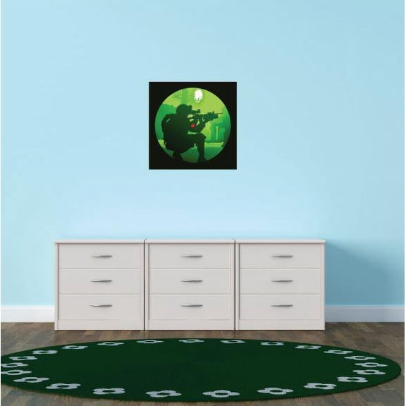 Do It Yourself Wall Decal Sticker Silhouette Of A Soldier Military Combat War Bedroom Bathroom Living Room Mural 40 X40"