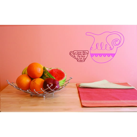 Do It Yourself Wall Decal Sticker Tea Kettle And Cup Home Decor 20x40"