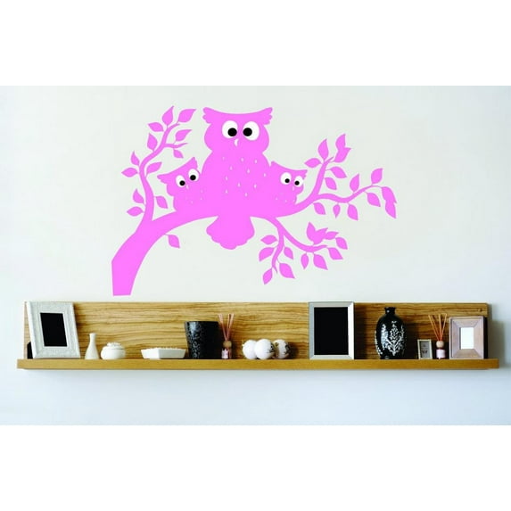 Do It Yourself Wall Decal Sticker Three Owls On A Tree Branch Night Watchers Decor Bedroom Bathroom Living Room 16x20"