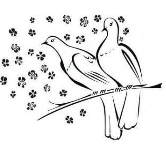 Do It Yourself Wall Decal Sticker Two Doves On A Branch Living Room