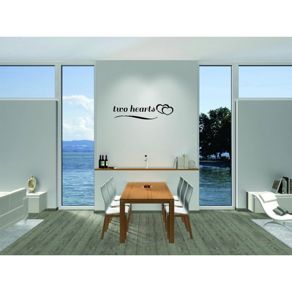 Do It Yourself Wall Decal Sticker Two Hearts Love Life Wedding Quote Home Decor 12x30"