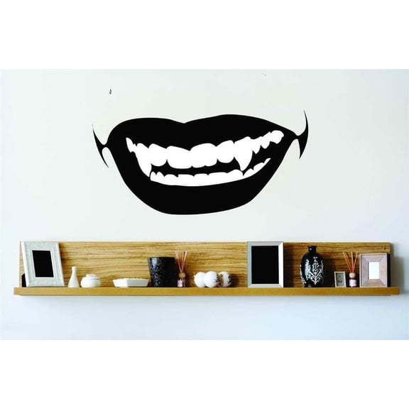Do It Yourself Wall Decal Sticker Vampire Mouth Fang Horror Scary Halloween Party Decoration Kids Boy Girl Teen Dorm Room Children 13x20