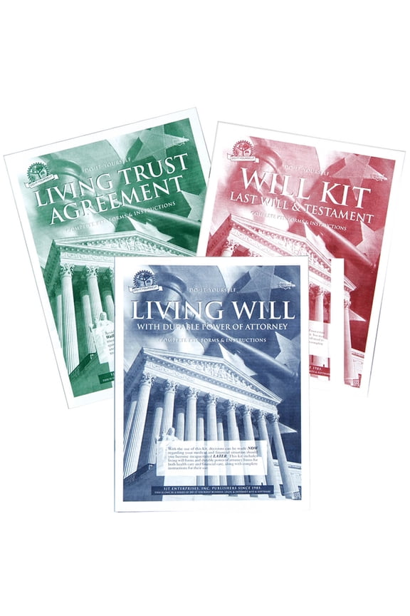 Do-It-Yourself Will Kit - Includes Last Will & Testament, Living Will and Living Trust Booklets